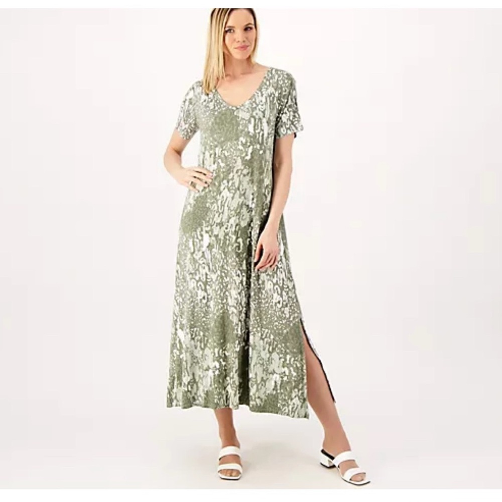 Belle by Kim Gravel Green and White Dress Plus Size 3X